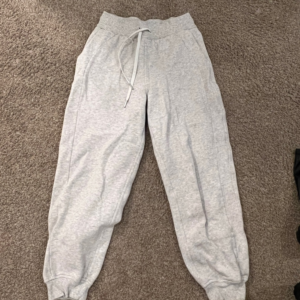 Lululemon Athletica Gray Track Pants with Elastic Cuffs